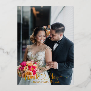 Vœux En Aluminium Carte de remerciement de mariage à 2 photos Luxe G