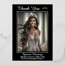 Carte de remerciement imprimée avec feuille Onyx S