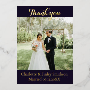 Vœux En Aluminium Carte de remerciements mariage de feuille d'or mod