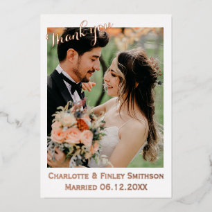 Vœux En Aluminium Carte de remerciements mariage de feuille élégant