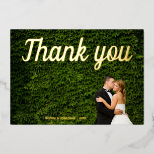 Vœux En Aluminium Carte de remerciements photo mariage de calligraph