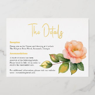 Vœux En Aluminium Carte Détails de l'aquarelle rose sauvage Peach