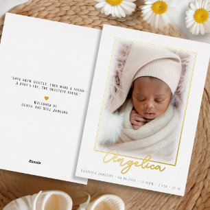 Vœux En Aluminium Carte Faire-part de naissance photo bébé