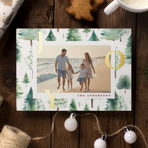 Vœux En Aluminium Carte Foil de Noël Rustique Joy Photo Holiday