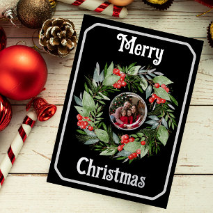 Vœux En Aluminium Carte Foil Noël Carte Fête Fer Photo de famille