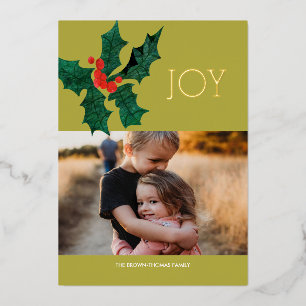 Vœux En Aluminium Carte photo de Noël Poinsettia Foil