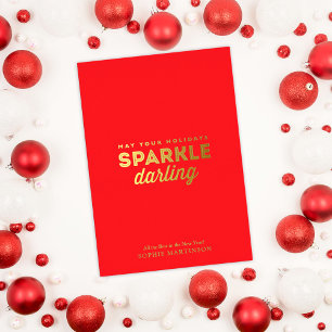 Vœux En Aluminium Chic Carte de Fêtes sans Photo Étincelle Chérie