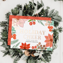 Crème de baie de poinsettia festive carte de Noël