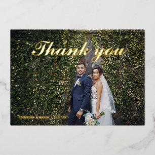 Vœux En Aluminium Écriture feuille or mariage photo carte de remerci