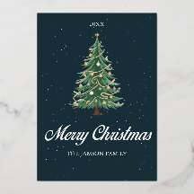 Elégante Carte Arbre de Noël Joyeux Souhait de Noë