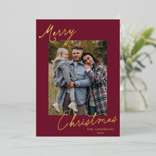 Vœux En Aluminium Élégante carte de Noël verte avec écriture