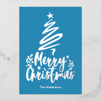Vœux En Aluminium Joyeux Noël Arbre Argent Carte de Noël