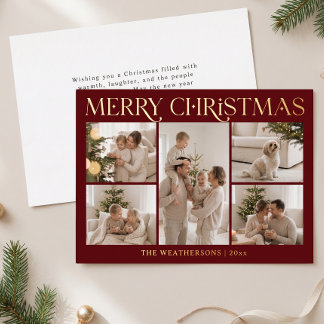 Vœux En Aluminium Joyeux Noël Élégant Carte de Noël à 5 Photos avec