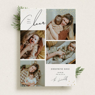 Vœux En Aluminium Nouvelle Bébé Cheers Bonne Carte de Nouvel An