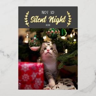 Vœux En Aluminium Pas si Silencieux Night Pet Photo Foil Carte de va