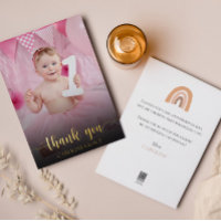 Photo Premier anniversaire Boho Rainbow Carte de r