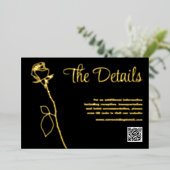 Vœux En Aluminium Rose noir et or code QR carte de détails (Debout devant)