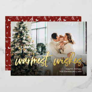 Vœux En Aluminium Warmest Warmest Script Photo Foil Carte de vacance