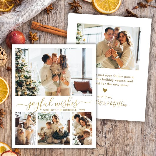 Voeux Joyeux Gold Script 4 Photo Carte de Noël