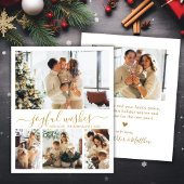 Voeux Joyeux Gold Script 4 Photo Carte de Noël