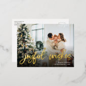 Voeux Joyeux Photo Noël Foil Voiture de vacances (Recto/Verso)