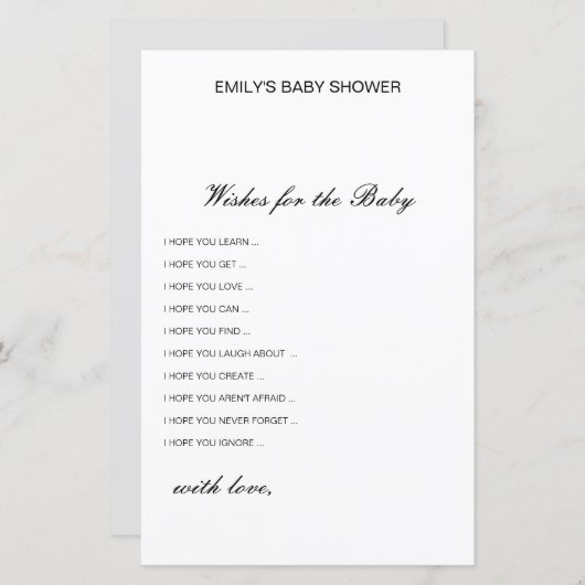 Voeux modifiables pour la carte bébé, Baby shower (Devant / Derrière)