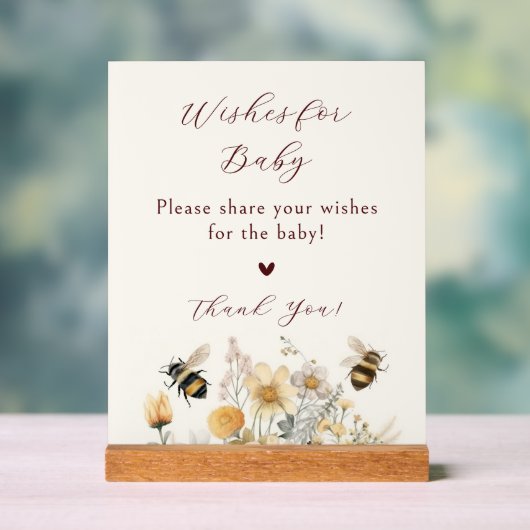 Voeux Pour Bébé Baby shower Bee Fleur sauvage Flor (Neutre)