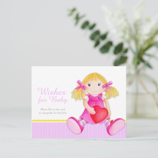 Voeux pour bébé - baby shower fille carte postale (Debout devant)