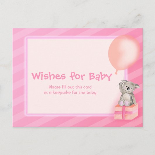Voeux pour bébé fille - baby shower koala carte po (Devant)