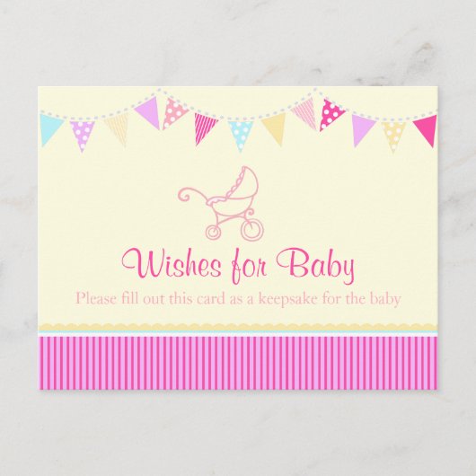 Voeux pour bébé - fille baby shower rose carte pos (Devant)