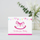 Voeux pour bébé - fille baby shower rose carte pos (Debout devant)