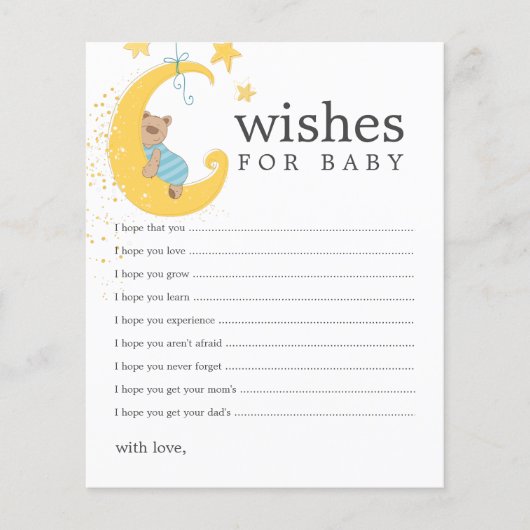 Voeux pour Bébé Ours Baby shower Conseils Cartes (Devant)