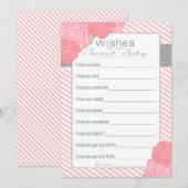 Voeux pour carte Baby shower. Rose (Devant / Derrière)