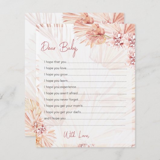 Voeux pour cartes bébé Boho Blush Douche Sprinking (Devant / Derrière)