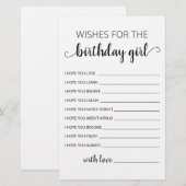 Voeux pour la carte anniversaire fille fête d'anni (Devant / Derrière)