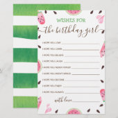 Voeux pour la carte anniversaire fille fête d'anni (Devant / Derrière)