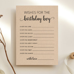 Vœux pour la carte de fête d'anniversaire du garço