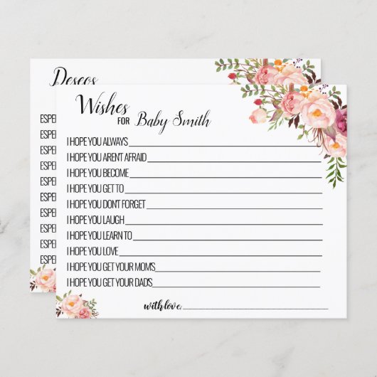 Voeux pour la nouvelle carte de jeu de douche rose (Devant / Derrière)