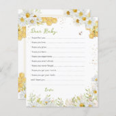 Voeux pour les cartes bébé Bumblebee Bee Yellow Do (Devant / Derrière)