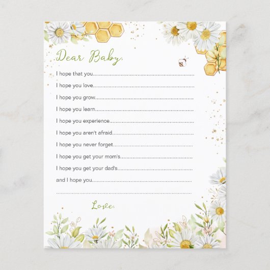 Voeux pour les cartes bébé Bumblebee Bee Yellow Do (Devant)