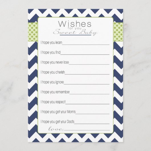 Voeux pour les cartes bébé. Chevron bleu (Devant)