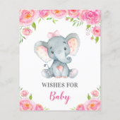 Voeux pour les cartes pour bébés Pink Girl Elephan (Dos)
