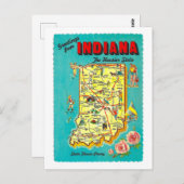 Voeux vintages de carte postale Indiana Map (Devant / Derrière)