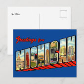 Voeux vintages de Michigan Travel Carte Postale (Devant / Derrière)