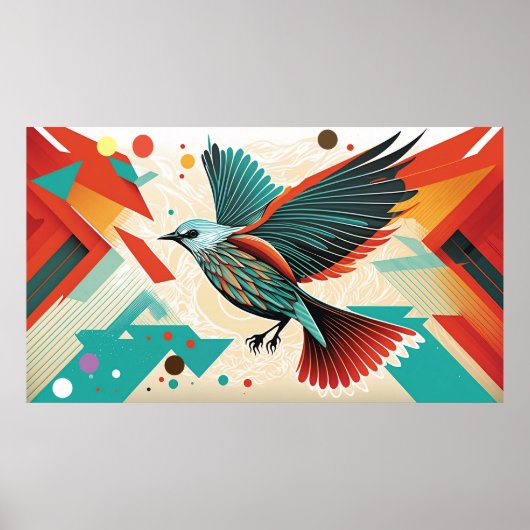 Vogel Abstracte Kunst Poster (Voorkant)