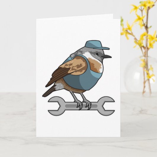 Vogel als ambachtsman met sleutel kaart (Gele Bloem)