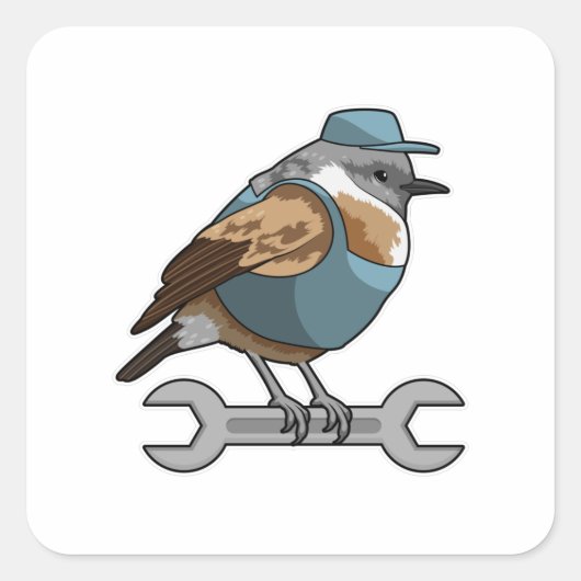 Vogel als Carftsman met Frans Vierkante Sticker (Voorkant)