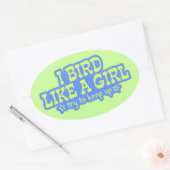 Vogel als een meisje... Hou vol! Ovale Sticker (Envelop)