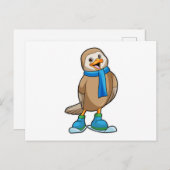 Vogel als Skier met Ski & Scarf Briefkaart (Voorkant / Achterkant)