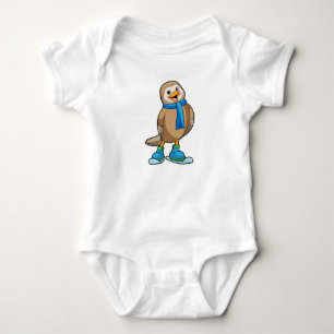 Vogel als Skier met Ski & Scarf Romper